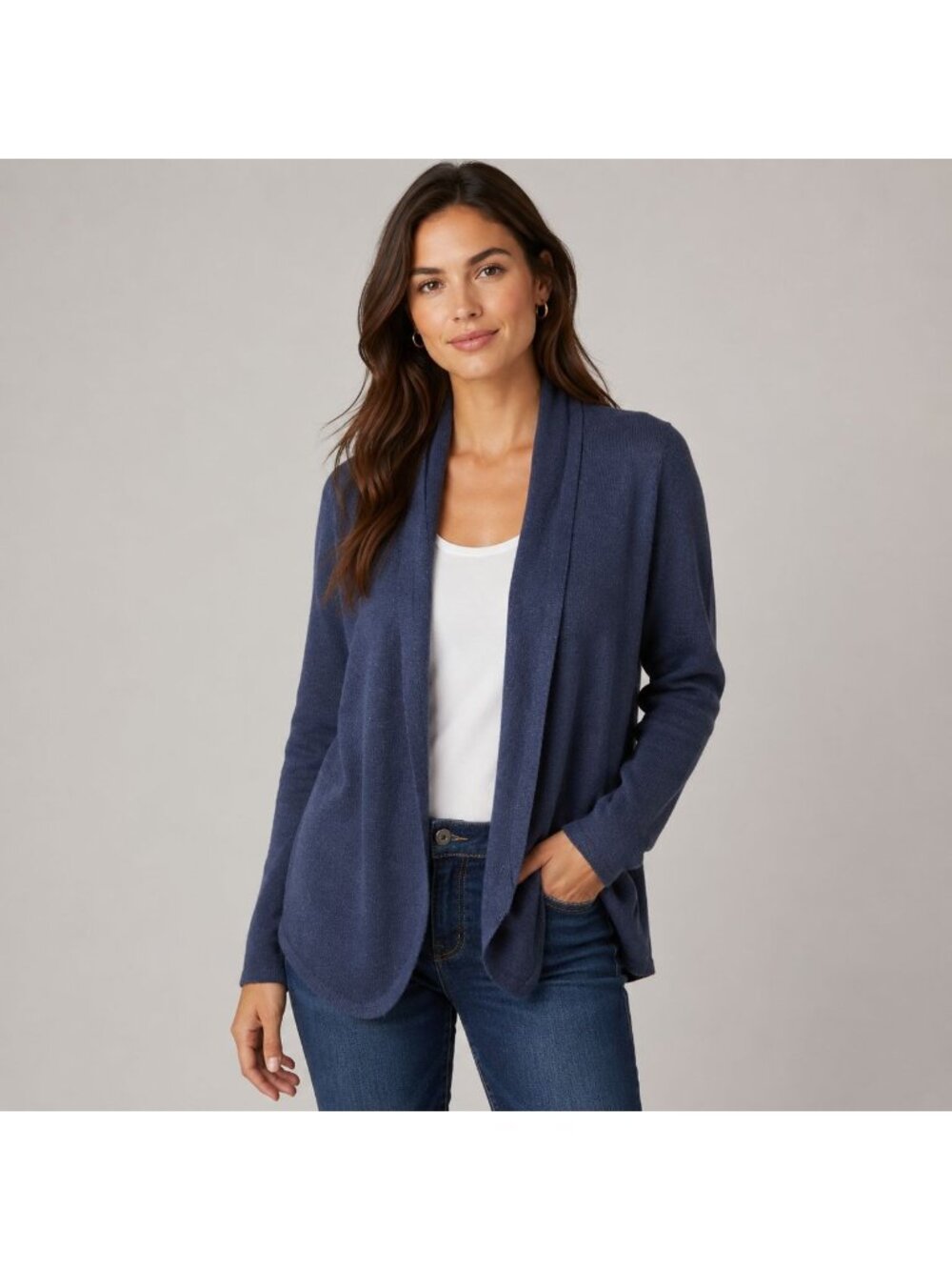 Anthro Ella Moss Women's Cozy Lightweight Long Sleeve Cardigan Indigo Medium